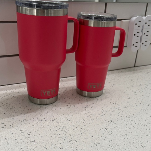 YETI Bright Pink Travel Tumbler with straw and Mug Duo - Picture 2 of 5